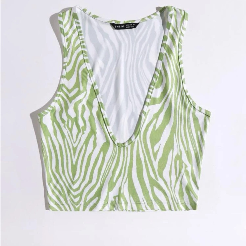 Shein green zebra striped tank